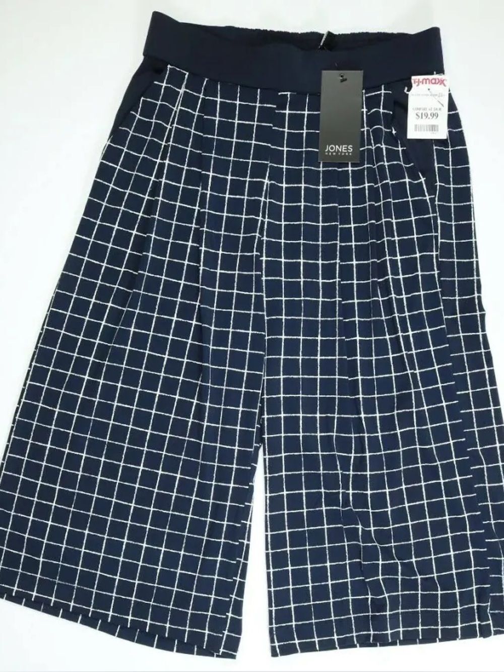 Jones NY S M XL Wide leg cropped Pants Navy Blue Loose fit oversized